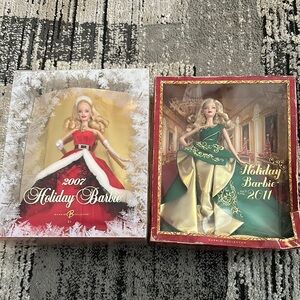 Barbie Holiday Dolls in Red and Green Dresses